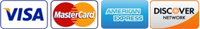 Visa, Mastercard, Discover and American Express
